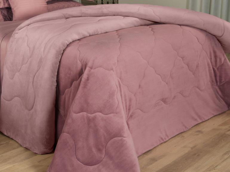 Edredom Queen Plush  - Maxy Rosa Velho e Rosa Claro - Dui Design