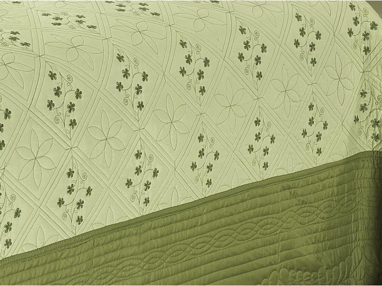 Kit: 1 Cobre-leito Solteiro Bouti Bordada de Microfibra + 1 Porta-travesseiro - Maya Verde - Dui Design