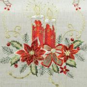 Trilho de Mesa Natal de Linho com Bordado Richelieu 45x170cm Avulso - Melodia Bege - Dui Design