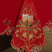 Toalha de Mesa Natal com Bordado Richelieu Quadrada 8 Lugares 220x220cm - Melodia Vermelho - Dui Design