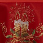 Toalha de Mesa Natal com Bordado Richelieu Redonda 180cm - Melodia Vermelho - Dui Design