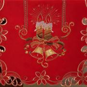 Trilho de Mesa Natal com Bordado Richelieu 45x170cm Avulso - Melodia Vermelho - Dui Design
