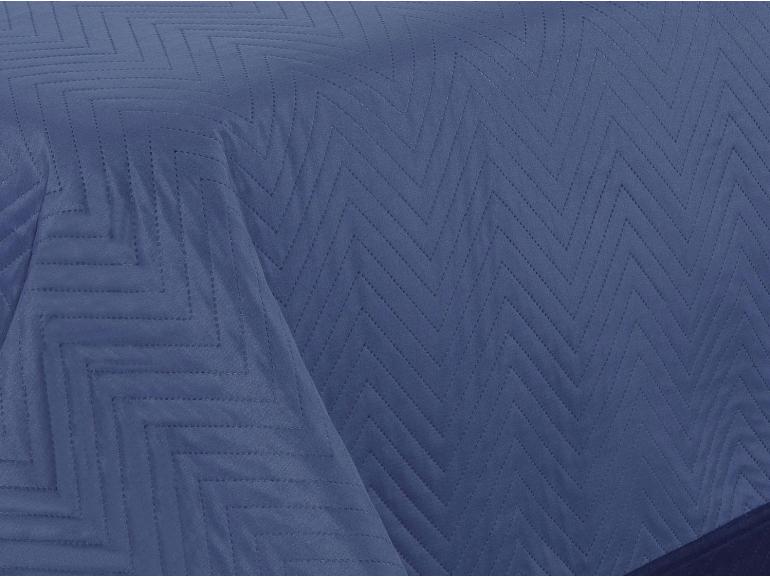 Kit: 1 Cobre-leito Casal Bouti de Microfibra Ultrasonic + 2 Porta-travesseiros - Meridian Azul Indigo - Dui Design