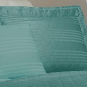 Kit: 1 Cobre-leito King + 2 porta-travesseiros Cetim 300 fios - Milano Azul Nilo - Dui Design