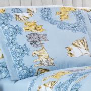 Jogo de Cama King 150 fios - Mister Cat Azul - Dui Design