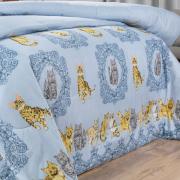 Edredom Casal 150 fios - Mister Cat Azul - Dui Design