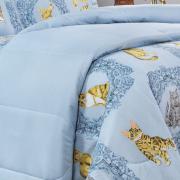 Edredom Casal 150 fios - Mister Cat Azul - Dui Design