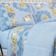 Edredom Casal 150 fios - Mister Cat Azul - Dui Design