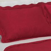 Kit: 1 Cobre-leito Queen Bouti Bordada de Microfibra + 2 Porta-travesseiros - Mitra Vermelho - Dui Design