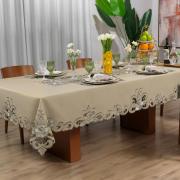 Toalha de Mesa com Bordado Richelieu Quadrada 8 Lugares 220x220cm - Monalisa Bege - Dui Design