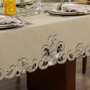 Toalha de Mesa com Bordado Richelieu Quadrada 8 Lugares 220x220cm - Monalisa Bege - Dui Design