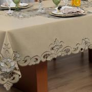 Toalha de Mesa com Bordado Richelieu Quadrada 8 Lugares 220x220cm - Monalisa Bege - Dui Design