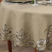 Toalha de Mesa com Bordado Richelieu Redonda 175cm - Monalisa Bege - Dui Design