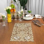 Trilho de Mesa com Bordado Richelieu 40x85cm Avulso - Monalisa Bege - Dui Design