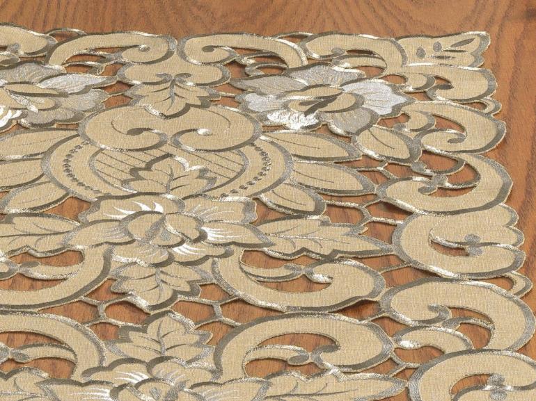 Trilho de Mesa com Bordado Richelieu 40x85cm Avulso - Monalisa Bege - Dui Design