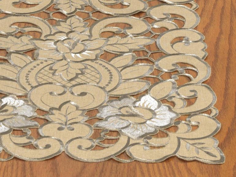 Trilho de Mesa com Bordado Richelieu 40x85cm Avulso - Monalisa Bege - Dui Design