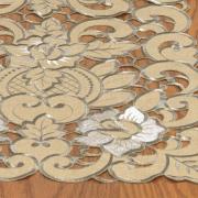 Trilho de Mesa com Bordado Richelieu 40x85cm Avulso - Monalisa Bege - Dui Design