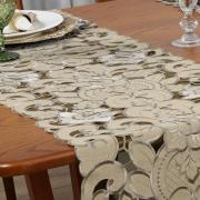 Trilho de Mesa com Bordado Richelieu 45x170cm Avulso - Monalisa Bege - Dui Design
