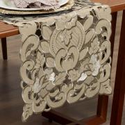 Trilho de Mesa com Bordado Richelieu 45x170cm Avulso - Monalisa Bege - Dui Design