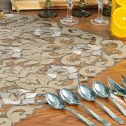 Centro de Mesa Quadrado com Bordado Richelieu 85x85cm - Monalisa Bege - Dui Design