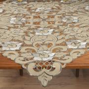 Centro de Mesa Quadrado com Bordado Richelieu 85x85cm - Monalisa Bege - Dui Design