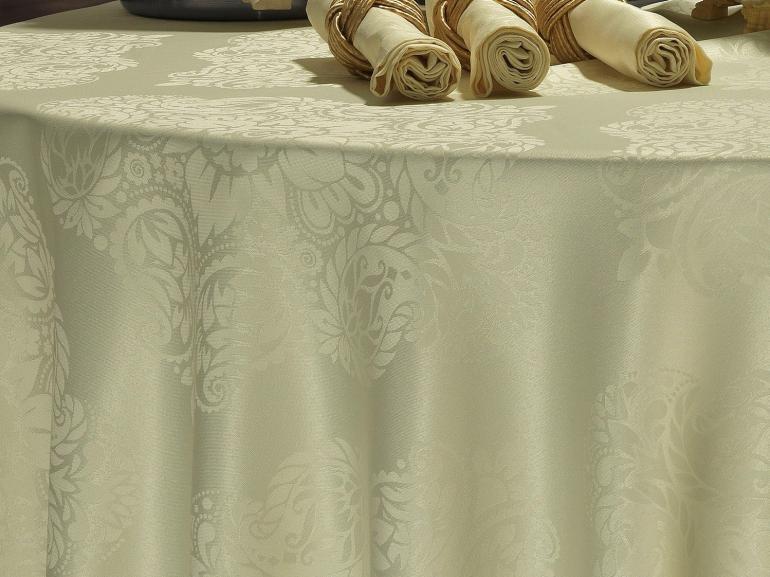 Toalha de Mesa Fácil de Limpar Redonda 180cm - Monarca Champagne - Dui Design
