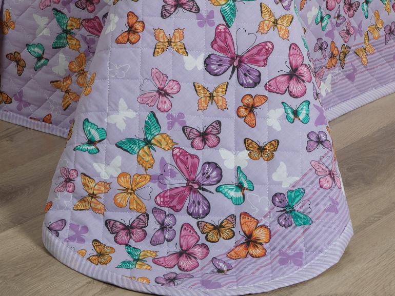 Kit: 1 Cobre-leito Solteiro + 1 Porta-travesseiro 150 fios - Monarca Lilas - Dui Design