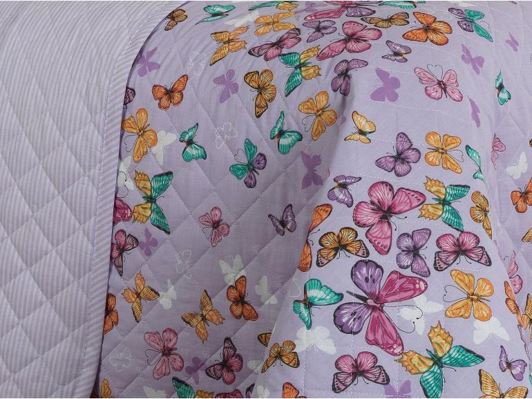 Kit: 1 Cobre-leito Solteiro + 1 Porta-travesseiro 150 fios - Monarca Lilas - Dui Design