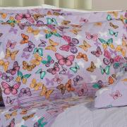 Kit: 1 Cobre-leito Solteiro + 1 Porta-travesseiro 150 fios - Monarca Lilas - Dui Design