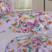Kit: 1 Cobre-leito Solteiro + 1 Porta-travesseiro 150 fios - Monarca Lilas - Dui Design