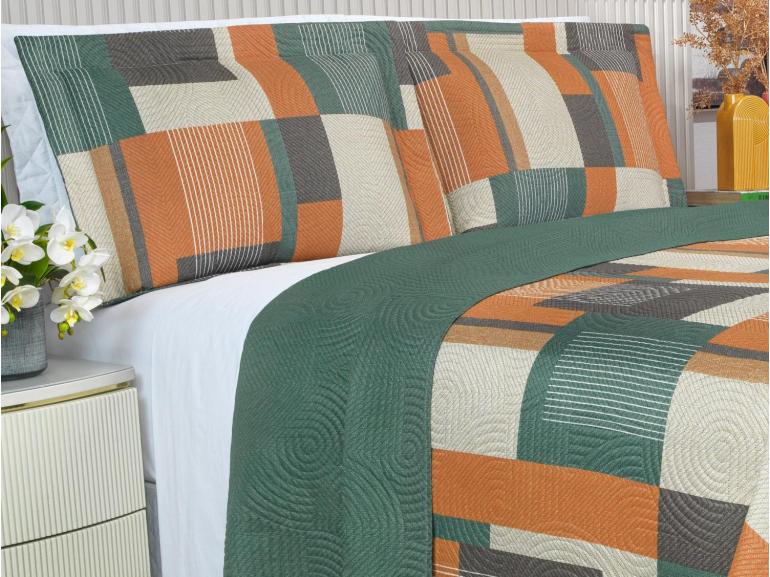 Kit: 1 Cobre-leito King Bouti de Microfibra Ultrasonic Estampada + 2 Porta-travesseiros - Montana Confrei  - Dui Design