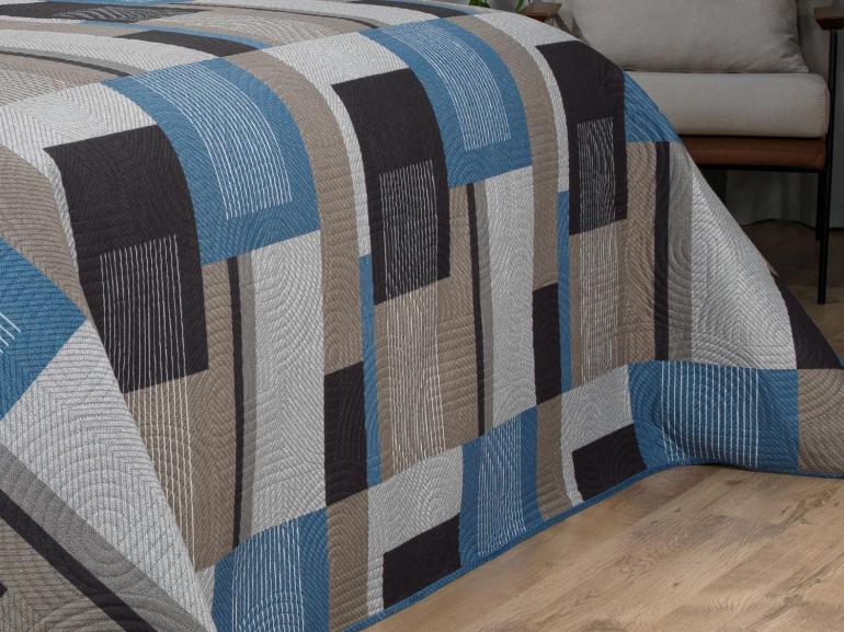 Kit: 1 Cobre-leito King Bouti de Microfibra Ultrasonic Estampada + 2 Porta-travesseiros - Montana Jeans - Dui Design