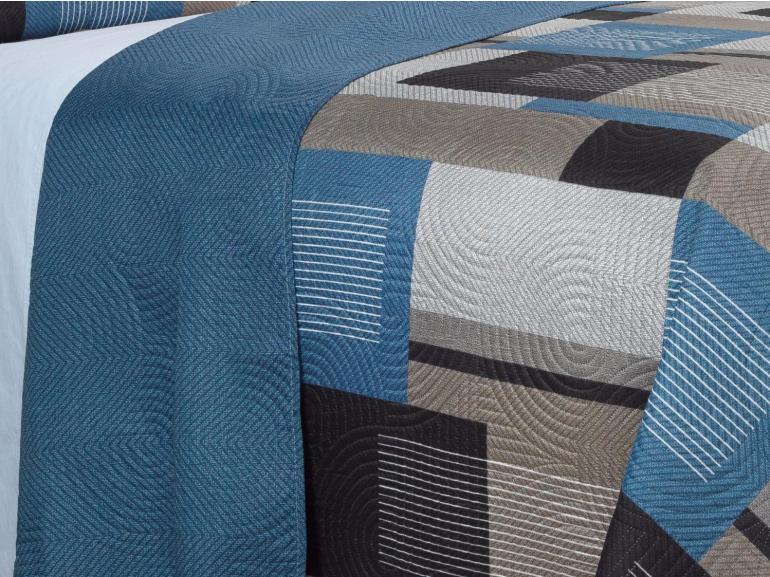 Kit: 1 Cobre-leito King Bouti de Microfibra Ultrasonic Estampada + 2 Porta-travesseiros - Montana Jeans - Dui Design