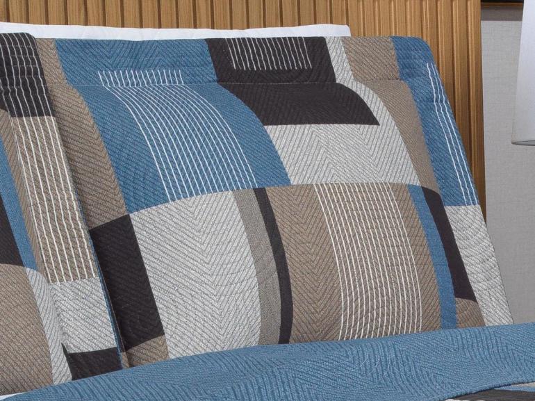 Kit: 1 Cobre-leito King Bouti de Microfibra Ultrasonic Estampada + 2 Porta-travesseiros - Montana Jeans - Dui Design