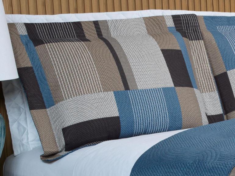 Kit: 1 Cobre-leito King Bouti de Microfibra Ultrasonic Estampada + 2 Porta-travesseiros - Montana Jeans - Dui Design