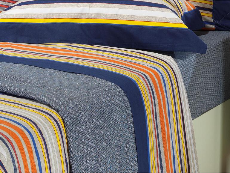 Kit: 1 Cobre-leito Casal + 2 Portas-travesseiro 150 fios 100% Algodo - Montecarlo Azul - Dui Design