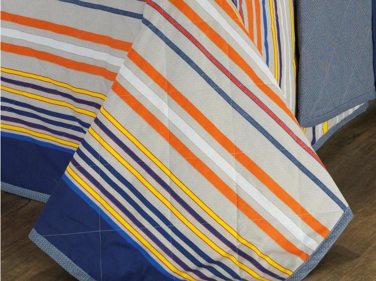 Kit: 1 Cobre-leito Queen + 2 Portas-travesseiro 150 fios 100% Algodo - Montecarlo Azul - Dui Design