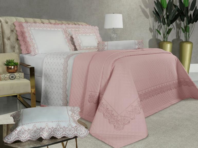 Quarto Completo Primavera Enxoval Bebê Menina Branco - Bege - Rosa 100%  Algodão