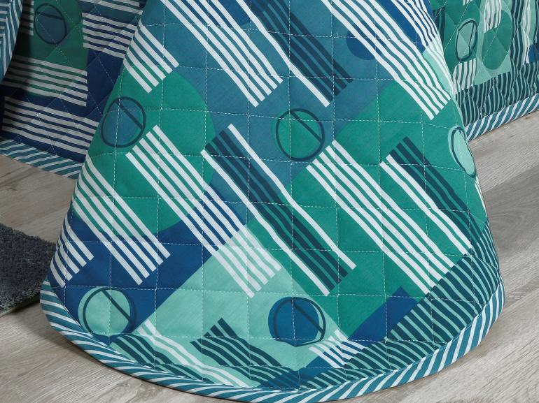 Kit: 1 Cobre-leito Casal + 2 Porta-travesseiros 150 fios - Montreal Azul - Dui Design