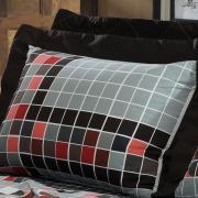 Kit: 1 Cobre-leito Casal + 2 Porta-travesseiros 150 fios 100% Algodo - Montreal Cinza - Dui Design