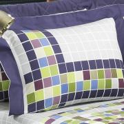 Kit: 1 Cobre-leito Casal + 2 Portas-travesseiro 150 fios 100% Algodo - Montreal Multicolor - Dui Design