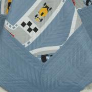 Kit: 1 Cobre-leito Casal Kids Bouti de Microfibra PatchWork Ultrasonic + 2 Porta-travesseiros - Monza Azul - Dui Design