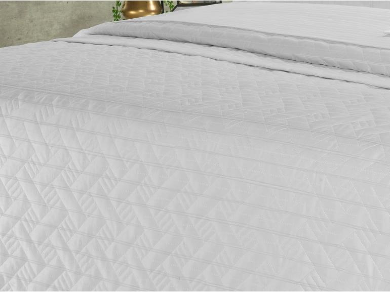 Kit: 1 Cobre-leito Casal + 2 porta-travesseiros Cetim de Algodão 1.000 fios - Munique Branco - Dui Design