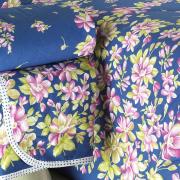 Kit: 1 Cobre-leito Queen + 2 Portas-travesseiro 150 fios 100% Algodo - Muriel Azul - Dui Design
