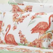 Kit: 1 Cobre-leito Queen + 2 Porta-travesseiros 150 fios - Nadia Flamingo - Dui Design
