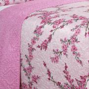 Kit: 1 Cobre-leito King Bouti de Microfibra Ultrasonic Estampada + 2 Porta-travesseiros - Naomi Rosa - Dui Design