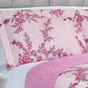 Kit: 1 Cobre-leito King Bouti de Microfibra Ultrasonic Estampada + 2 Porta-travesseiros - Naomi Rosa - Dui Design