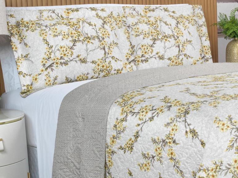 Kit: 1 Cobre-leito King Bouti de Microfibra Ultrasonic Estampada + 2 Porta-travesseiros - Naomi S�phia - Dui Design