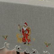 Toalha de Mesa Natal com Bordado Richelieu Retangular 8 Lugares 160x270cm - Natal Especial Cinza - Dui Design