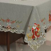 Toalha de Mesa Natal com Bordado Richelieu Retangular 8 Lugares 160x270cm - Natal Especial Cinza - Dui Design